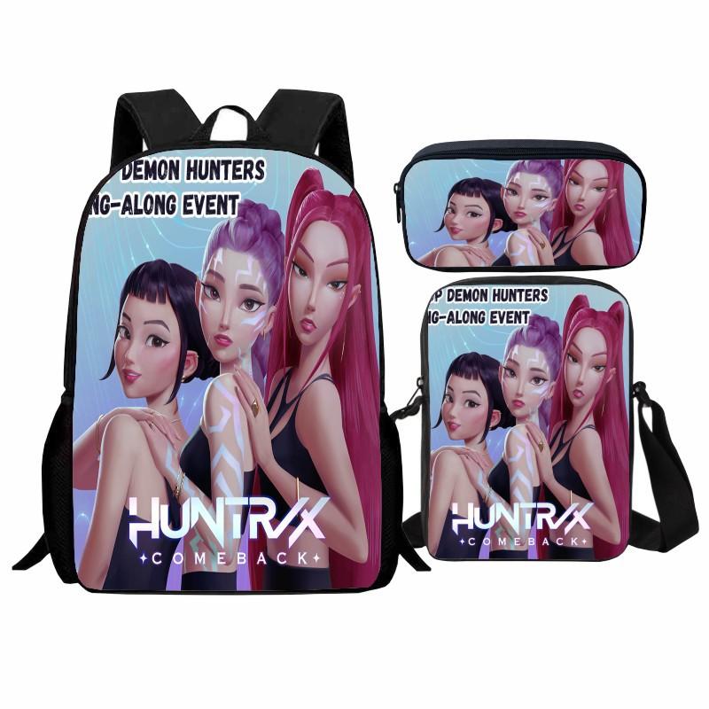 Set da Scuola a Tre Pezzi Huntrix Kpop Witch Hunters K-Pop Studente, Zaino Borsa Astuccio