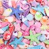 100 pièces Mix Perles Acryliques Animaux Marins Charms Coquillage Étoile de Mer Perles Espacement Libres Pour Fabrication de Bijoux Accessoires DIY
