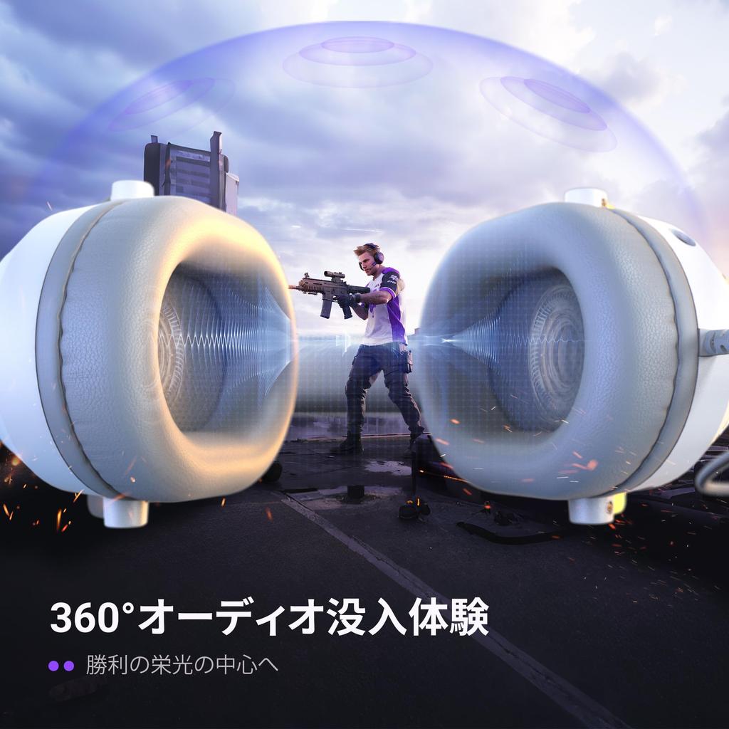 FIFINE Gaming USB Wired Audio Balance Surround Compatible with Gaming and Live Controllable RGB Detachable White Headphones Headset, Connection,