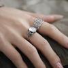 Elegant Chinese Style Adjustable Flower Ring for Women - Versatile, Artistic, and Fashionable Index Finger Accessory.