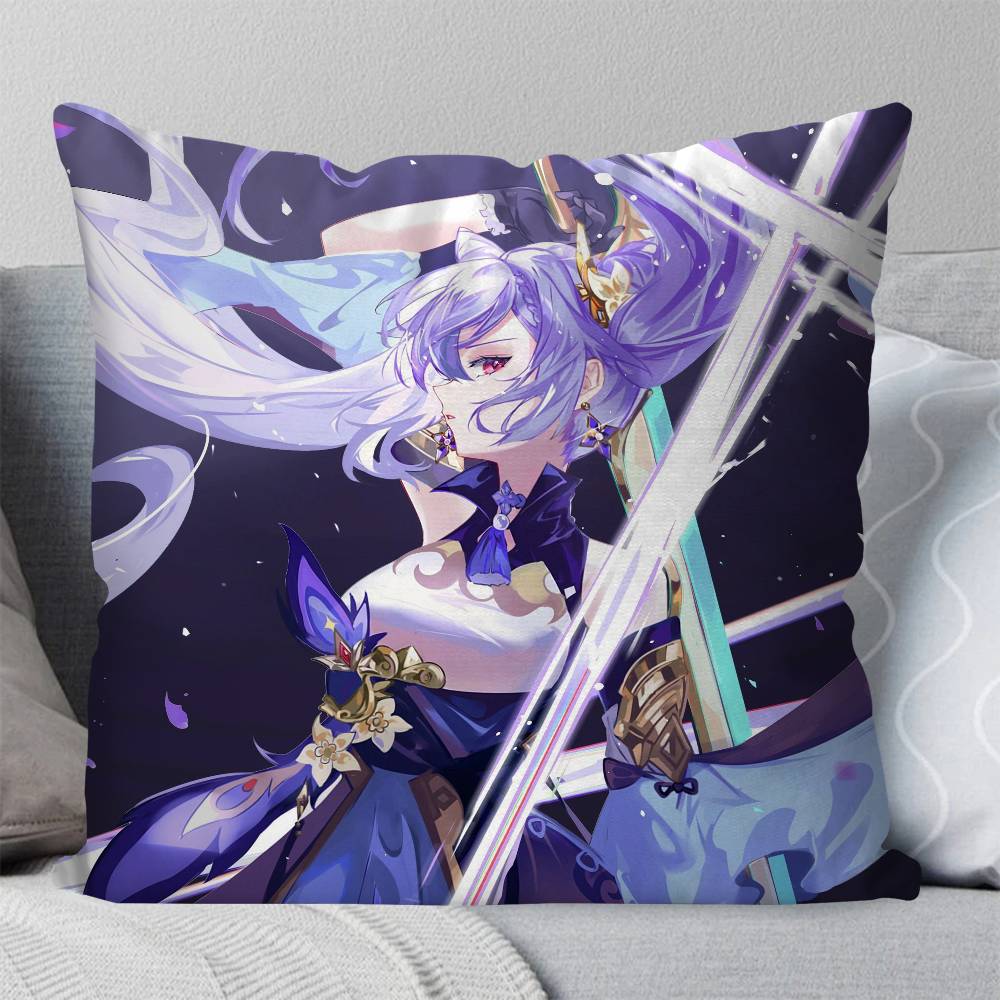Keqing Anime Game Genshin Impact Pillow Case Fashion Square Pillowcase Bedroom Sofa Room Ins Decoration Leisure