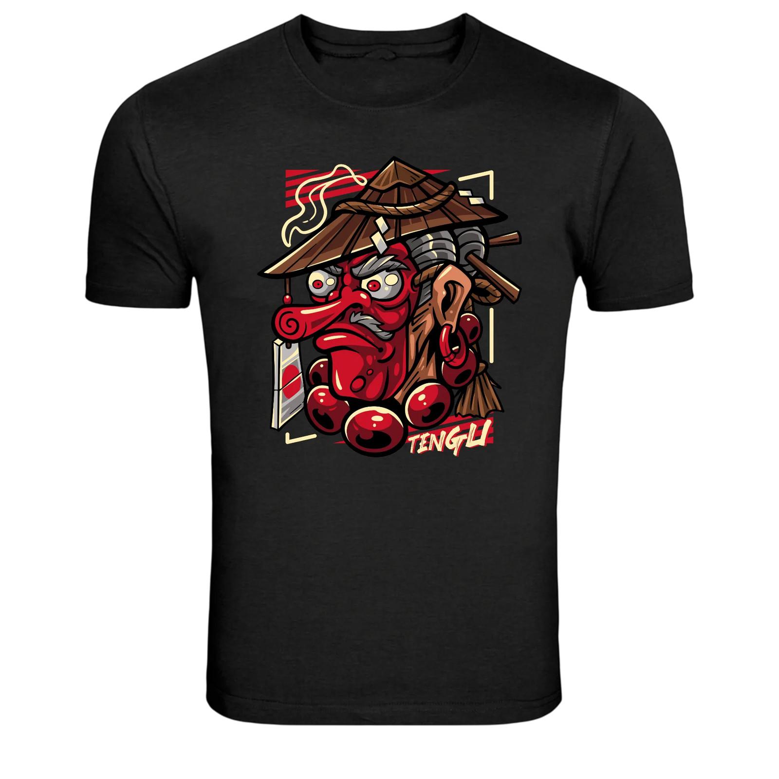 Japanese Tengu Demon Mask Samurai Graphic T Shirt XL