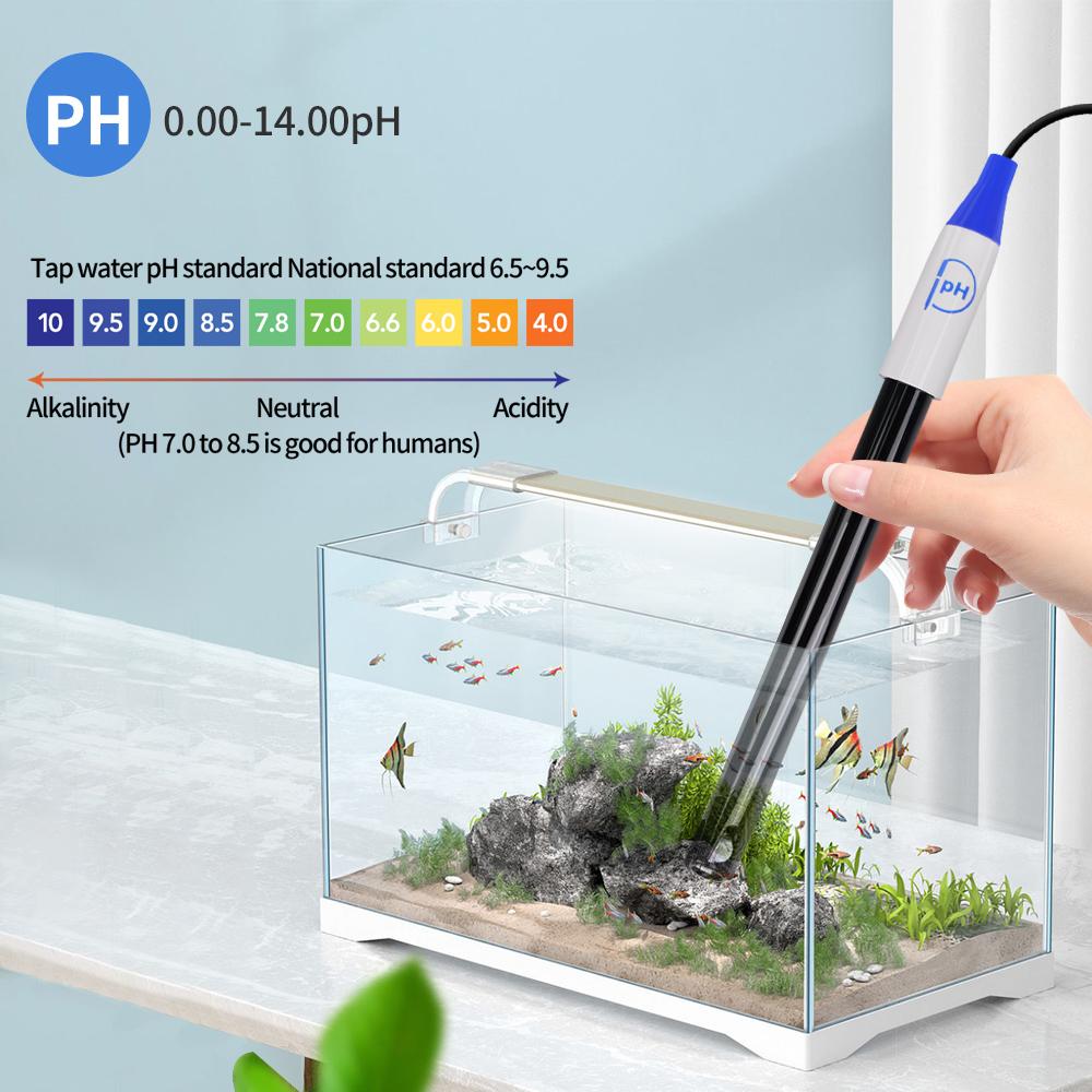 PH-Elektrodensensor Ersatzsonde Aquarium Hydroponik Labor Elektrode pH-Messgerät BNC Q9 Stecker 1m Drahtsonde