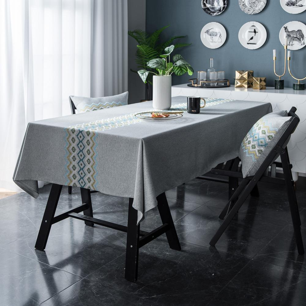 Home Textile Tablecloth Solid Color Jacquard Kitchen Tabletop Fringed Decorative Party Table Cloth