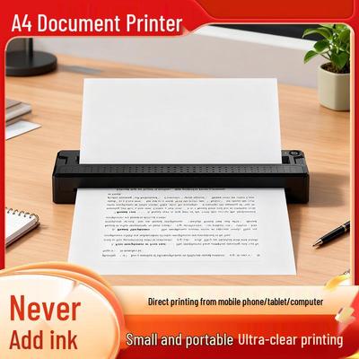 Compact A4 Mobile Bluetooth Printer: Wireless, Mini, Portable, Black & White Thermal Printing for Students.