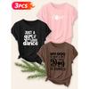 Three-piece set Elegant short-sleeved shirt for women Pet Care and Hobby Themed Printed Round Neck Women's Top T Shirt Suitable for spring