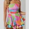 Modisches Damenkleid mit Print und Puffärmeln