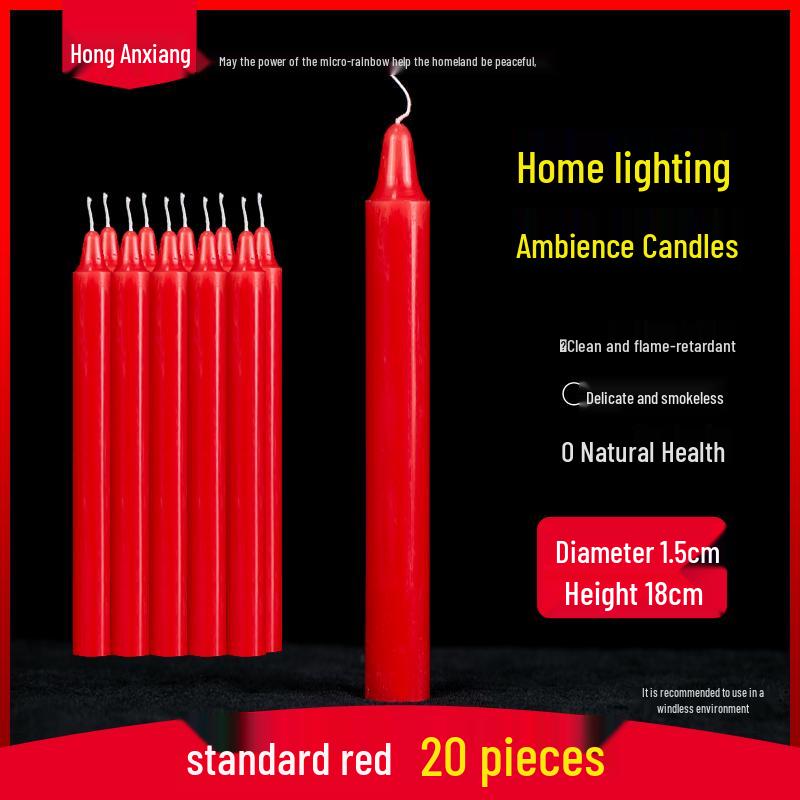 Smokeless Odorless Mini Emergency Candles for Outdoor Power Outages and Festive Use - Red and White