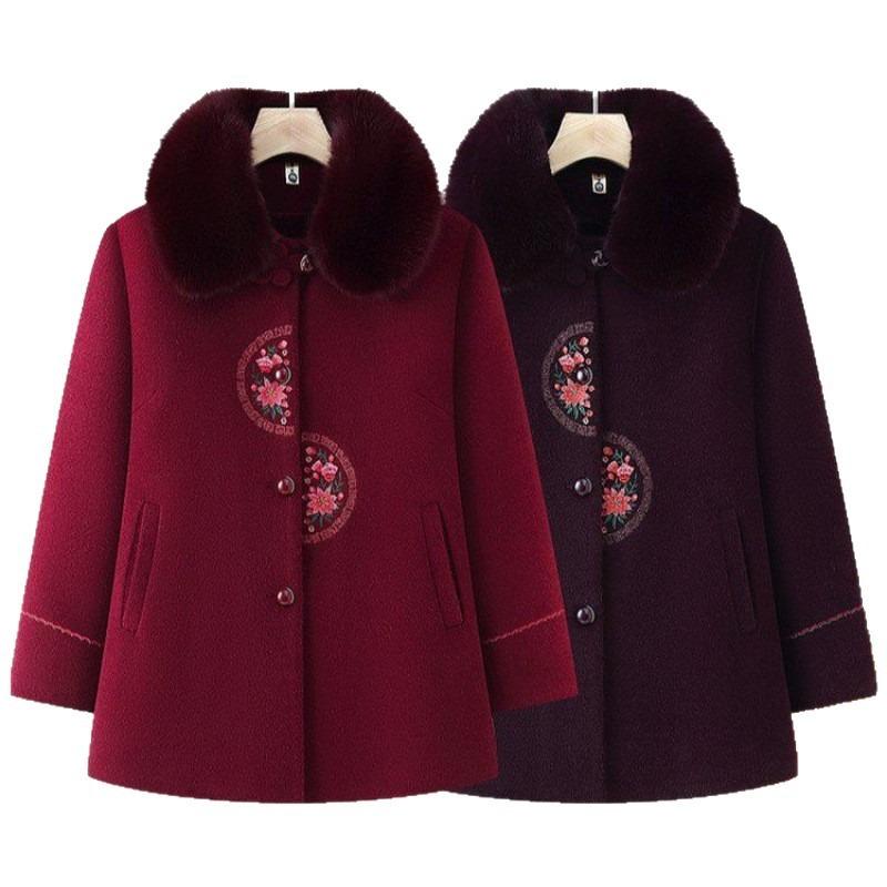 Grandma winter clothes fleece coat middle old man mother autumn and winter woolen coat old lady clothes thickened