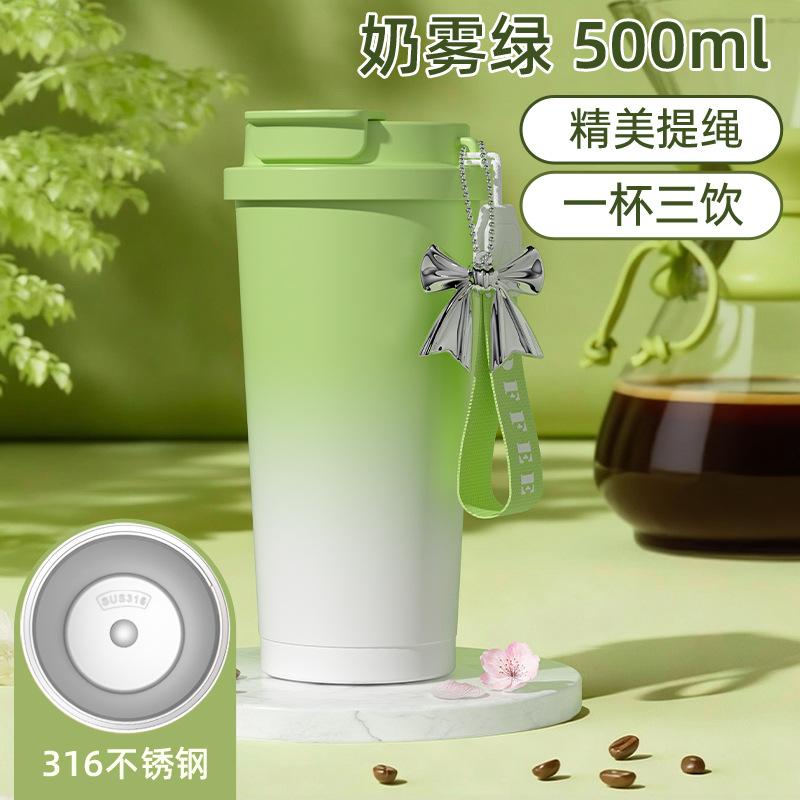 Thermos Cup Premium Ceramic Inner Tank Water Cup Stainless Steel Portable Double Drinking Cup 500ml