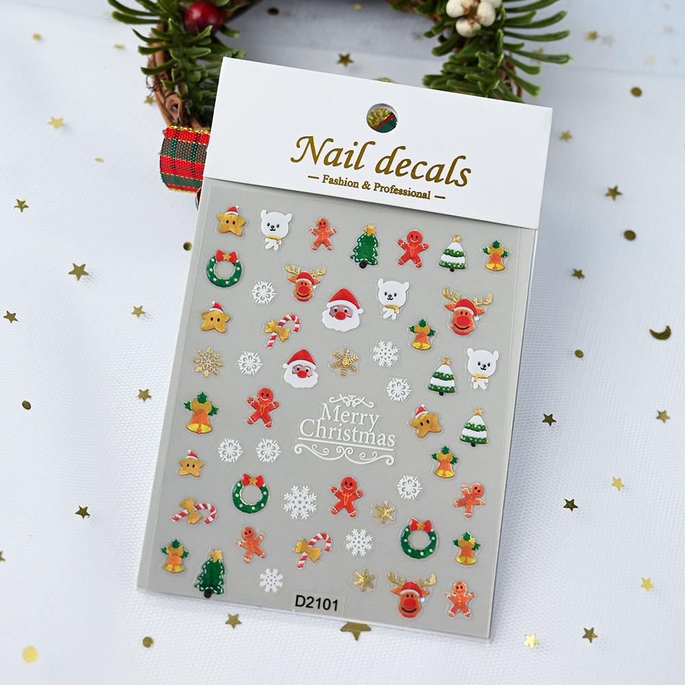 1/3/5pcs New Cartoon Christmas DIY Nail Art Decorations Manicure Nail Decals Fake Nails Self-Adhesive Sticker Accesories