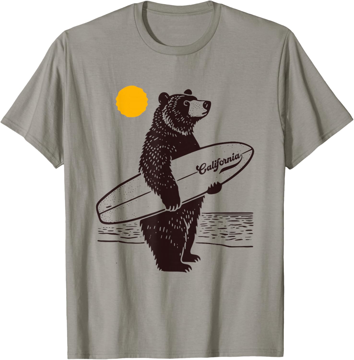 California Surf Bear Retro Surf Life, Beach, Ocean, Surfing T-Shirt S