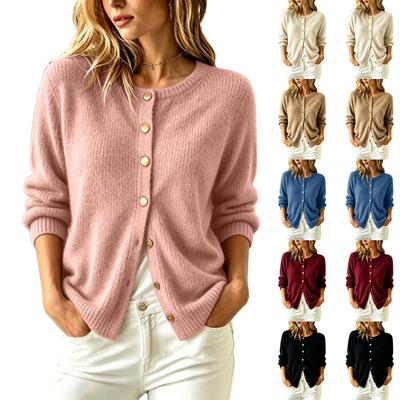 Gilet Pull Cardigan Femme Boutons Colorés Manches Longues