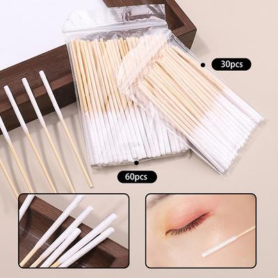 30/60 Stücke Nägel Holz Wattestäbchen Reinigung Microbrush Wimpern Sticks Knospen Spitze Ohr Zahnstocher Make-Up Augenbrauen Sticks Kleber entfernen
