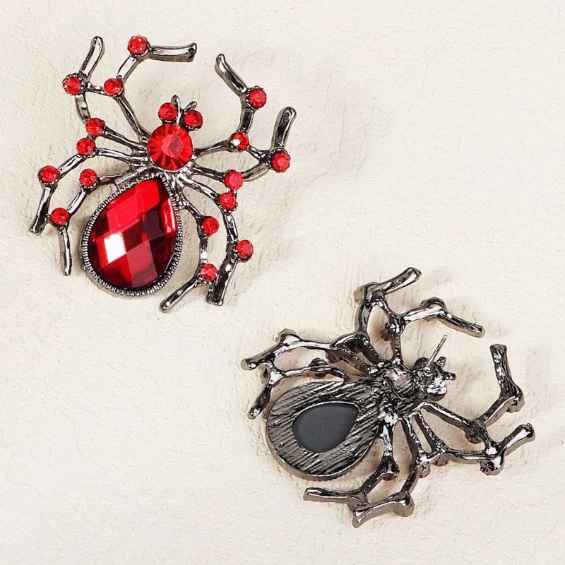 Diamond Spiders Shape Hairpin/Earring/Rings Set Halloween Hair Clip for Vacation Carnivals Ponytail Bangs Hairpin Girl