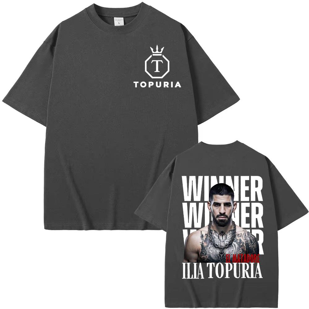 Vincitore El Matador Ilia Topuria Maglietta Vintage Uomo Donna Moda Hip Hop T-shirt di Tendenza Unisex Comfort Maglietta a Maniche Corte