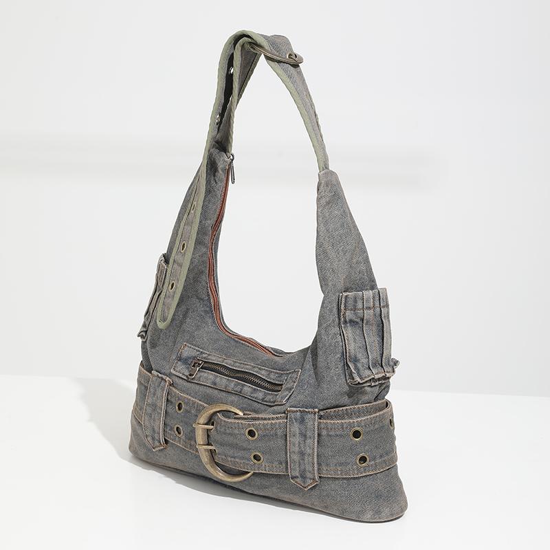 Women's Shoulder and Crossbody Denim Bags Casual Totes Wide Handles Sense of Luxury Exclusive Design High Quality New