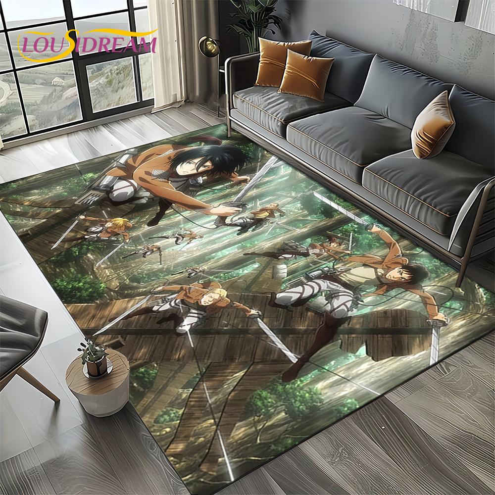 Attack on Titan Eren Anime Cartoon Carpet Rug for Bedroom Living Room Home Sofa Decoration,kids Play Decor Floor Mat Gift