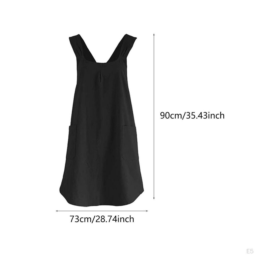 Cotton Kitchen Apron with Cross Back Design, Pinafore for Crafting