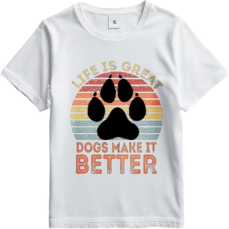 Tshirts For Unisex Workout Unisex Summer T Shirt Casual Life Is Great Dogs Make It Better Everyday Unisex Top Tees Big Size Tee Casual