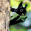 Peeking Squirrel Metal Garden Ornaments Outdoor, Funny Animal Metal Sign with Cheeky Hand Gesture, Rustic Yard Art Decor