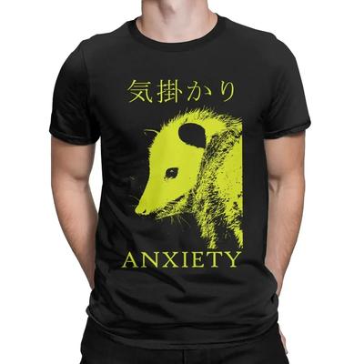 Anxiety Opossum Live Weird T-Shirts for Men Funny Vintage Cotton Tee Shirt Crew Neck Short Sleeve T Shirts Graphic Clothing#Color