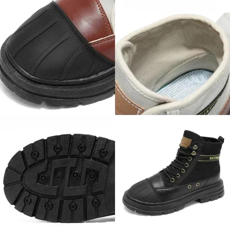 Men's Canvas Shoes Fashion Work Boots High Top Desert Boots Wear-resistant Men Boots Autumn Mens Platform Casual Shoes New Botas