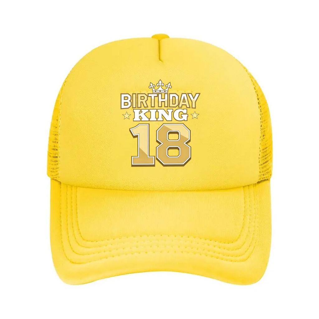 Glamorous Golden Th Birthday BIRTHDAY KING Adjustable Designed for Couples Suitable for Outdoor Mesh Baseball Cap