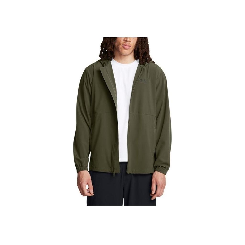 Under Armour UA Vibe Windbreaker Woven Training Solid Color Hooded Long Sleeve Jacket Men Jacket Dark-Green 1386555-390