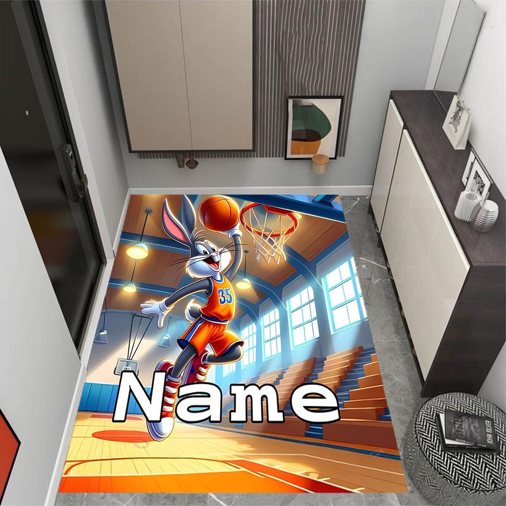 Looney Farm Animal Friends Customize Your Name Floor Rug Office Rug Suitable for Balcony Entryway Dormitory Foyer Anti-slip Rug Anime Office Decor