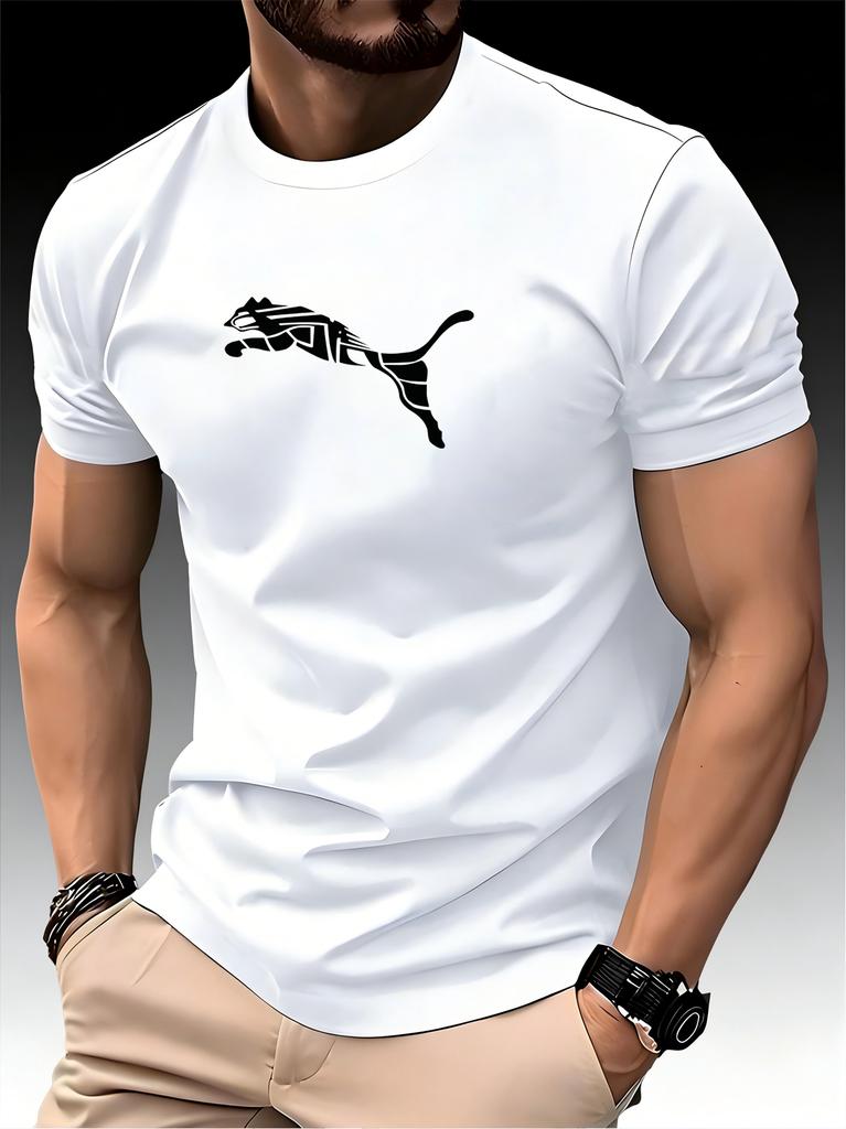 Letnia Moda Lis Pantera Nadruk 3D Koszulka Luksusowa Wysokiej Jakości Męska Góra z Okrągłym Dekoltem Codzienny Trend Bluza Fitness