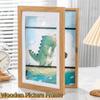 Multi-functional Wooden Picture Frame Magnetic Closure Wall Mount Display Frame Rectangle Changeable Flip Photo Frame