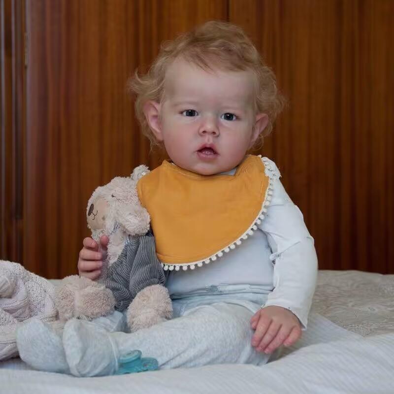 Huge Size 70cm Lifelike Reborn Baby Doll Liam Exquisite 3D Color Painted Alive Newborn Doll Soft Touch Cotton Body Rebirth Doll with Rooted Curly Hair