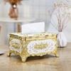 Gold Rim Napkin Tissue Dispenser Box - Creative Desktop Plastic Design