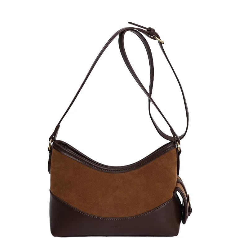 Light Luxury PU & Faux Suede Hobos Shoulder Bags 2026 High Quality Matching Fashionable Popularity Crossbody Bags for Women