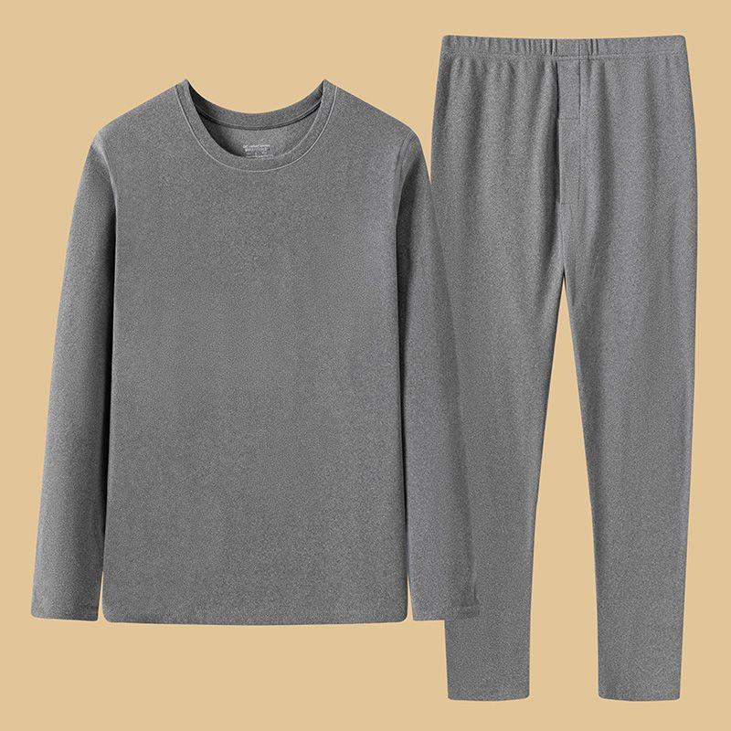 Autumn and Winter Men's Self-Heating Double-Sided German Velvet Men's Thermal Underwear Suit - Plus Velvet Thick Wear (1/2 Pieces)