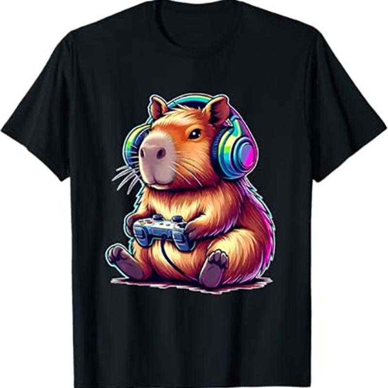 Capybara Gamer T Shirt Animal Gaming Design Chill Gamer Tee S разноцветный