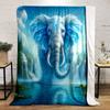 Waterfall Elephant Fantasy Scene Print Blanket Soft and Cozy Perfect for the Living Room Bed Sofa or a Nap,gift