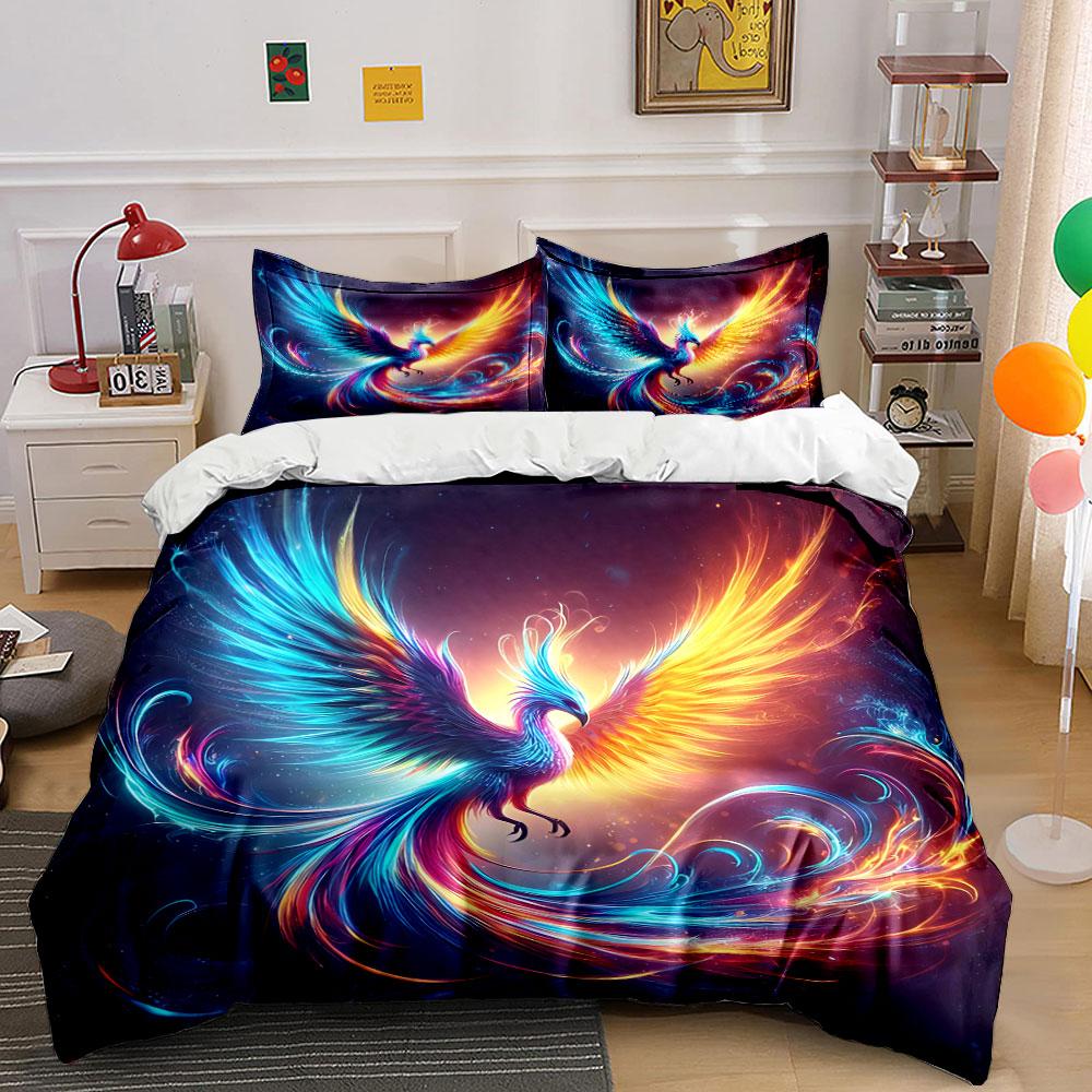 Colorful Phoenix Home Decor Set Soft Comfortable Duvet Cover Bedding Set Included 1*Duvet Cover & 2*Pillowcases, Gift
