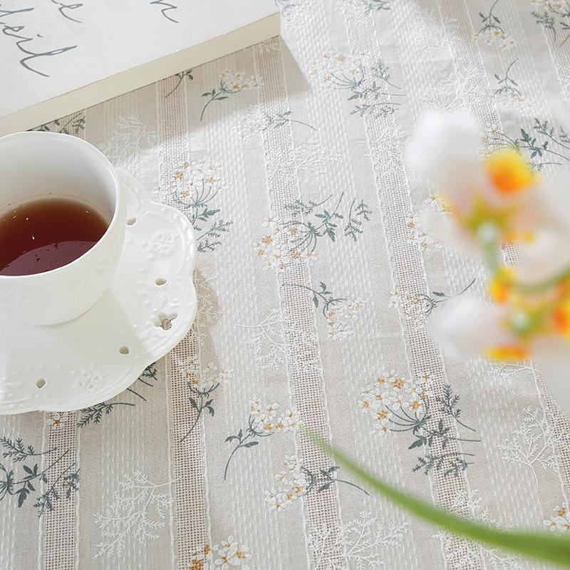 Pastoral Small Fresh Lilac Embroidered Tablecloth Geometric Rectangular Cover Towel Coffee Table Table Cloth Cover Cloth