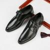 2024 New British Buckle Slip-On Business Formal Leather Shoes Men's Gentleman Dress Loafers Breathable Tide Shoes Size 39-45
