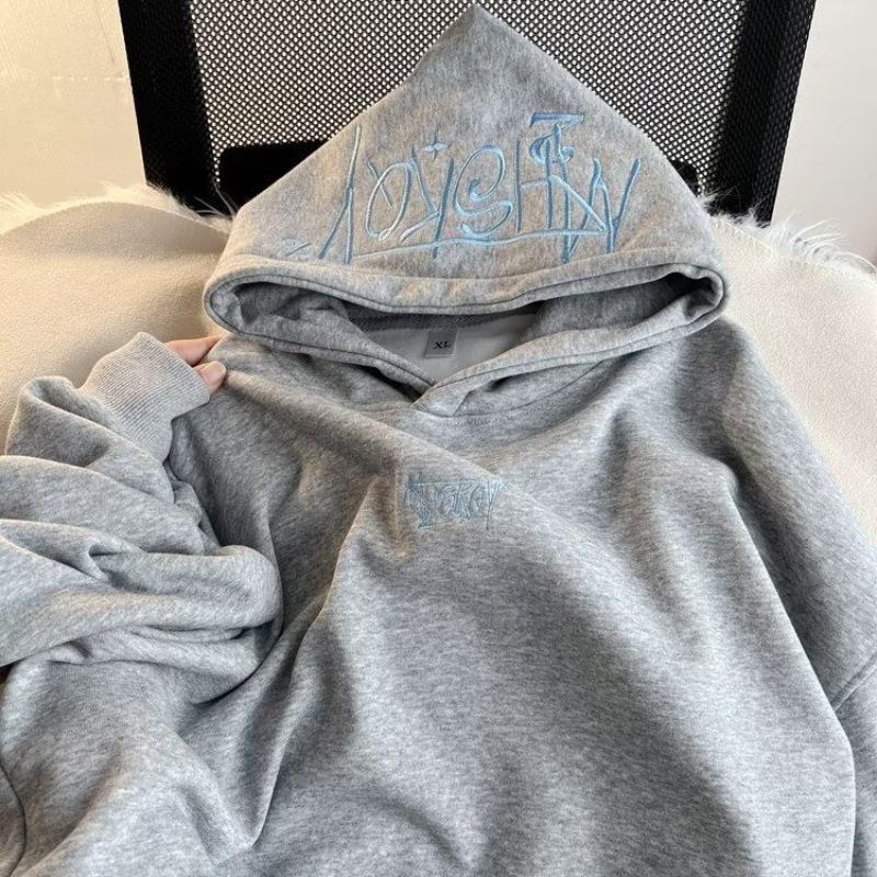 Unisex American Retro Kapuzenpullover mit Stickerei - Vielseitige lockere Passform für Frühling & Herbst