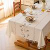 Waterproof Fabric Tablecloth Linen Blend Fresh Nordic Style Embroidered Rectangular Dining Table Coffee Cover