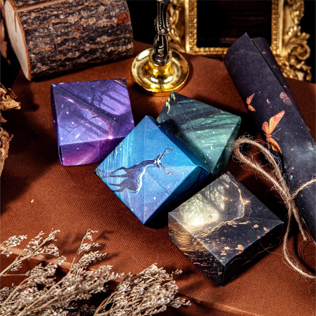 30pcs/Pack Retro Material Paper DIY Decorative Scrapbook Base Paper Firefly Forest Series Dreamscape Handbook Collage Paper