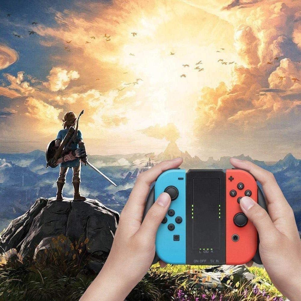JoyCon Charging Grip Compatible with Nintendo Switch, Switch Joy Con Comfort Grip with Built-in 2000mAh Rechargeable Battery,USB Type C Charging Cable