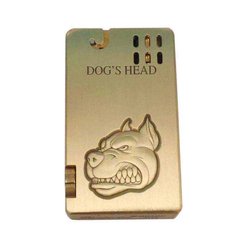 Brass Dog Head Mechanical Lighter Windproof Retro Personality Creative Kerosene Lighter High-end Gift Lighter