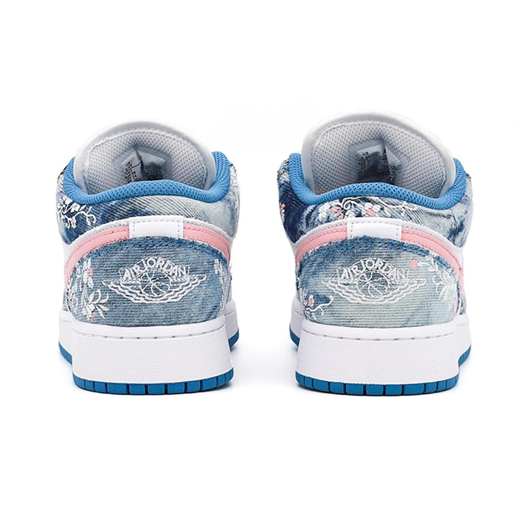 Jordan Air Jordan 1 Mezclilla, Cuero Resistente a la Abrasión Resistente a la Abrasión Zapatillas de Baloncesto Bajas Vintage para Mujer Azul DM8947-100(Team-BOX)