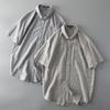Cotton and Linen Stripes Japanese Leisure Export Short Sleeve Shirt
