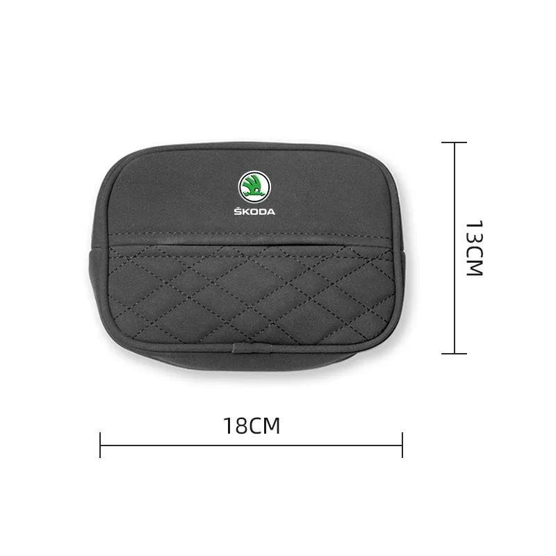 Car Suede Tissue Box Organizer Accessories For Skoda Octavia Kodiaq Yeti Enyaq iV Kamiq Scala Superb Fabia Rapid Karoq Vision RS