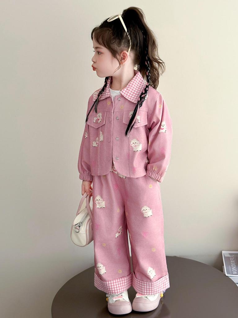 Spring 2025 Stylish Cartoon Two-Piece Set for Baby Girls
